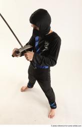 Man Young Athletic Fighting with sword Standing poses Casual Asian